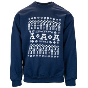 Utah State Aggies Fair Isle Print Unisex Crew Sweatshirt